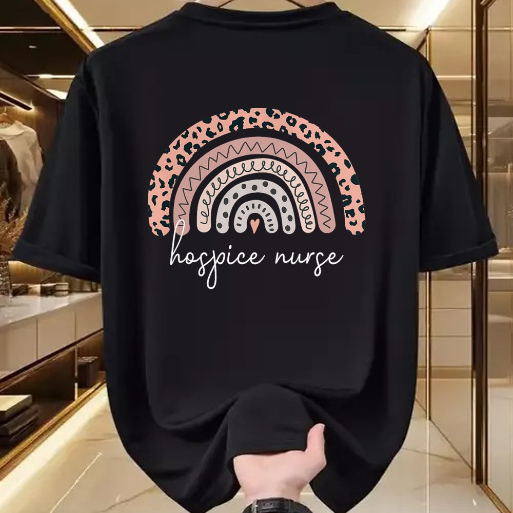 Funny Nurse Shirt, Nurse Unisex T-Shirt/Hoodie/Sweatshirt HLT00 - Hospice Nurse Leopard Rainbow Graduation Medical Nursing RN T-Shirt