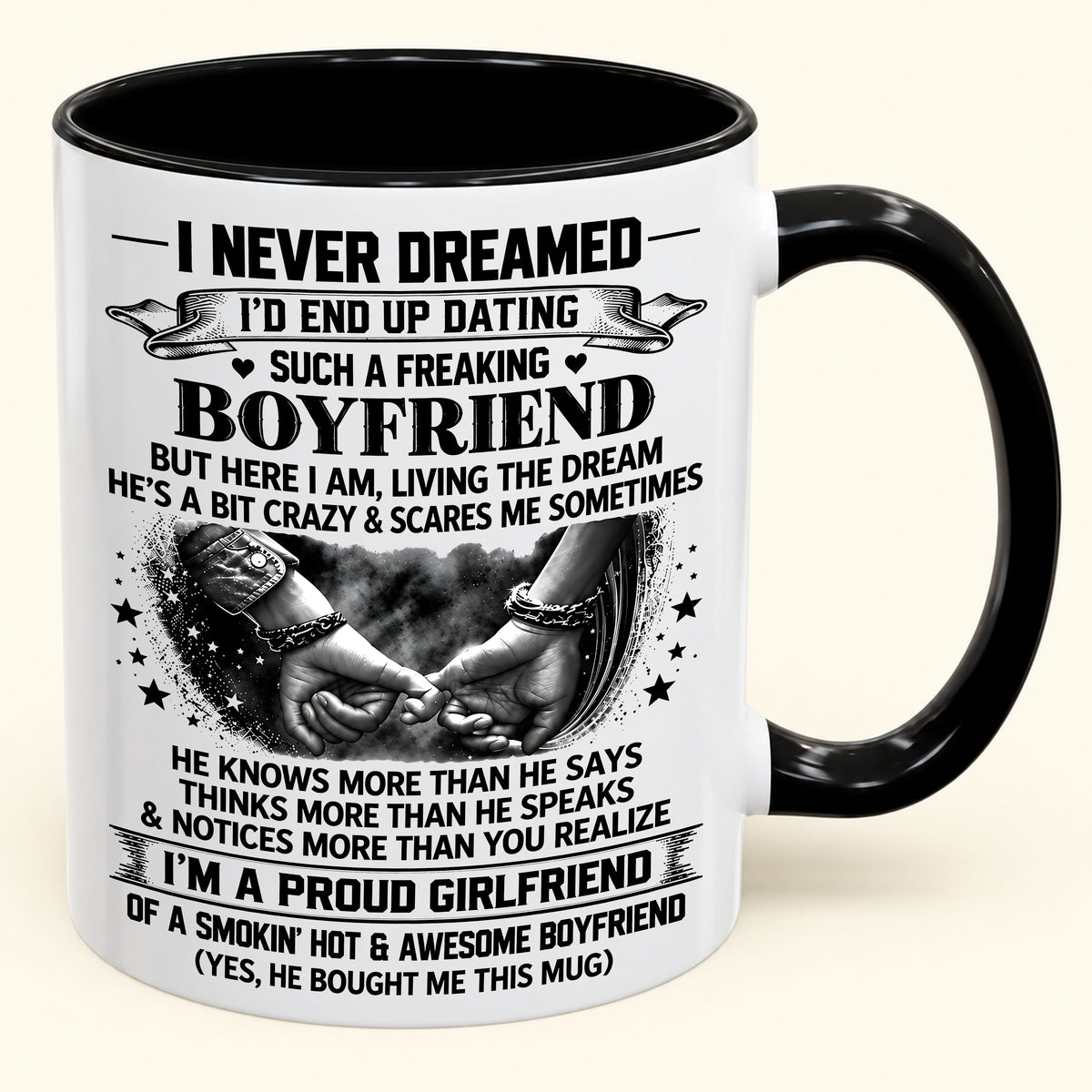 I’M A PROUD GIRLFRIEND OF A SMOKIN’ HOT & AWESOME BOYFRIEND - FUNNY CHRISTMAS 2026 - GIFT ACCENT COFFEE MUG - HLT00 (SKU2610-615)