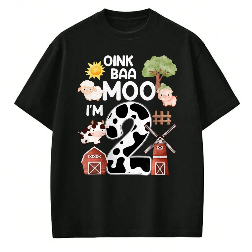 Best Farmer Life Shirt, Funny Farmer UnisexT-Shirt/Hoodie/Sweatshirt HLT00 - Oink Baa Moo I'm 2 Farm Theme Birthday Gift 2 Year Old Party T-Shirt