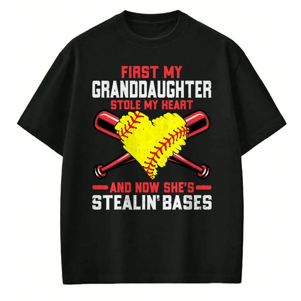Best Grandpa Shirt, Proud Grandpa Unisex T-Shirt/Hoodie/Sweatshirt HLT00 - First My Granddaughter Stole My Heart - Softball Grandpa T-Shirt