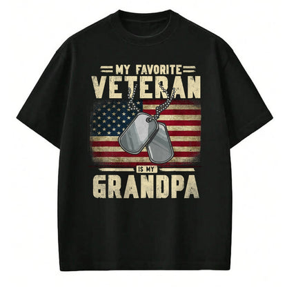 Best Grandpa Shirt, Proud Grandpa Unisex T-Shirt/Hoodie/Sweatshirt HLT00 - Father's Day Veteran Day My Favorite Veteran Is My Grandpa T-Shirt