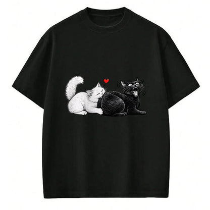 Cat Love Shirt, Funny Cat Lover Gift UnisexT-Shirt/Hoodie/Sweatshirt HLT00 - Funny Cat Couple Black White Cats Love Cat Biting Cat Butt T-Shirt