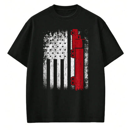 Best Truck Driver Life Shirt, Funny Trucker UnisexT-Shirt/Hoodie/Sweatshirt HLT00 - Distressed American Flag Truck Driver Design On Back T-Shirt