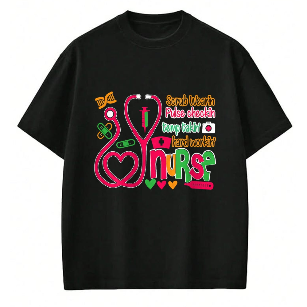 Funny Nurse Shirt, Nurse Unisex T-Shirt/Hoodie/Sweatshirt HLT00 - Nurse 365 Scrubs Wearing Temp Taking Hard Working Nurse T-Shirt