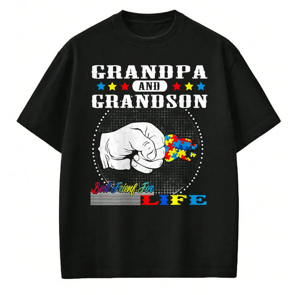 Best Grandpa Shirt, Proud Grandpa Unisex T-Shirt/Hoodie/Sweatshirt HLT00 - Autism Awareness Grandpa Grandson Best Friend for Life Gift T-Shirt