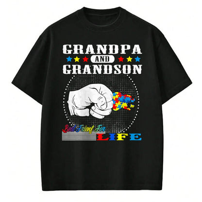 Best Grandpa Shirt, Proud Grandpa Unisex T-Shirt/Hoodie/Sweatshirt HLT00 - Autism Awareness Grandpa Grandson Best Friend for Life Gift T-Shirt