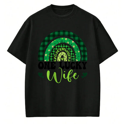Best Wife Shirt, Wife and Husband Unisex T-Shirt/Hoodie/Sweatshirt HLT00 - Gift for wife T shirt, lucky wife   Womens One Lucky Wife Rainbow Irish St Patricks Day Shamrock Tan