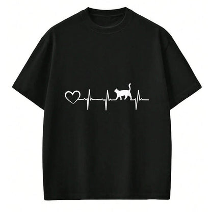 Cat Love Shirt, Funny Cat Lover Gift UnisexT-Shirt/Hoodie/Sweatshirt HLT00 - Cat Heartbeat Heart - Cat Puppy Cats Hearts Baby Cat Owner T-Shirt