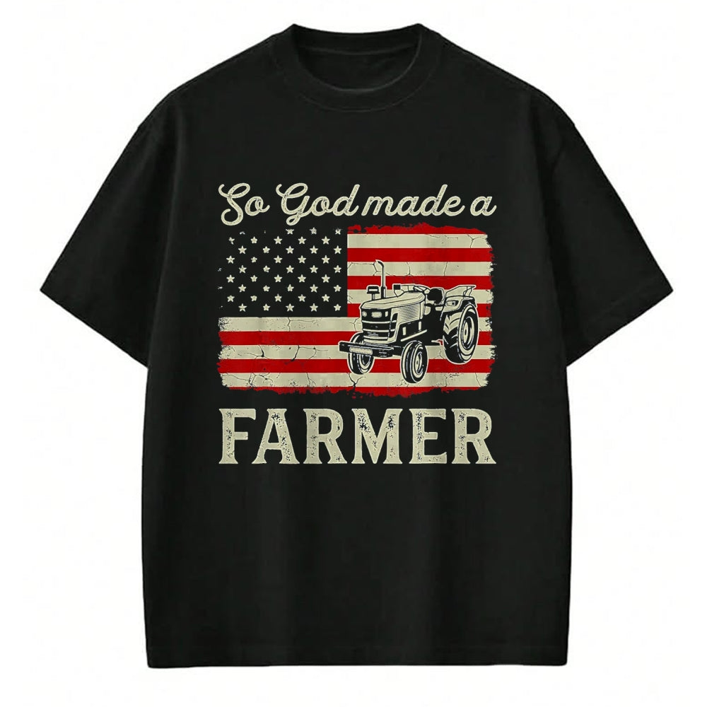 Best Farmer Life Shirt, Funny Farmer UnisexT-Shirt/Hoodie/Sweatshirt HLT00 - Vintage Old American Flag Patriotic So God Made A Farmer T-Shirt, Youth, Olive Green, Medium