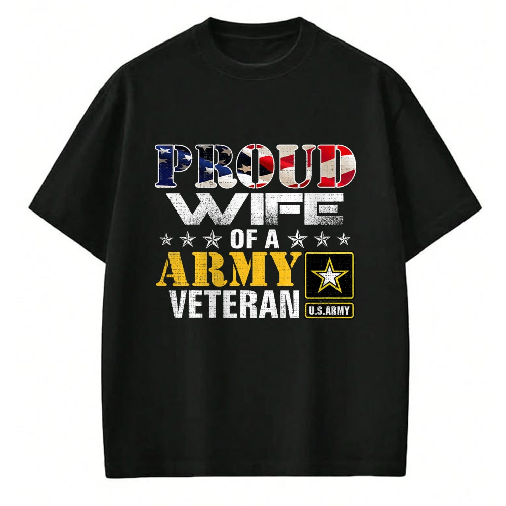 Best Wife Shirt, Wife and Husband Unisex T-Shirt/Hoodie/Sweatshirt HLT00 - Gift for wife T shirt, lucky wife   Proud Wife Of A Army Veteran American Flag Military Gift T-Shirt