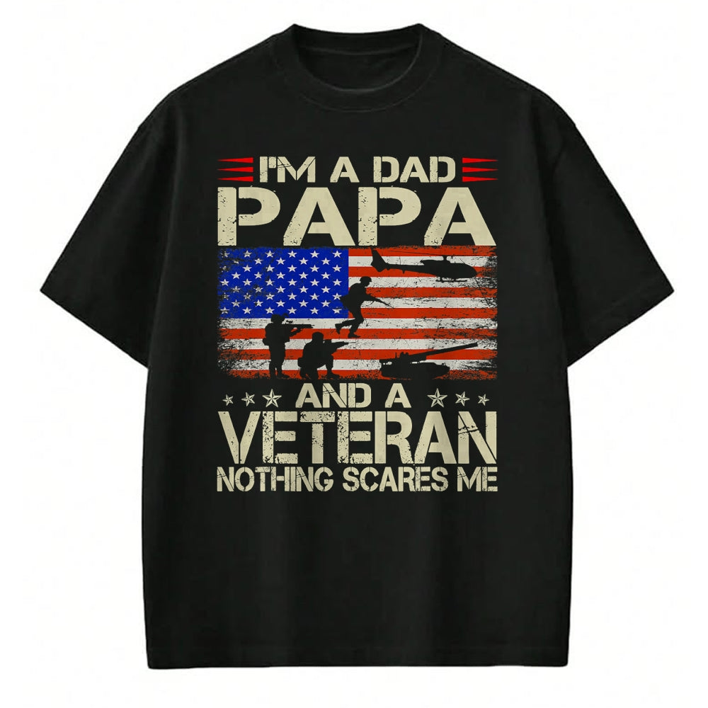 Proud Veteran Shirt, Funny Veteran UnisexT-Shirt/Hoodie/Sweatshirt HLT00 - I_m A Dad Papa and Veteran Funny Retro Dad Dad Grandpa T-Shirt