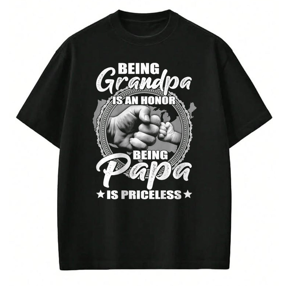 Best Grandpa Shirt, Proud Grandpa Unisex T-Shirt/Hoodie/Sweatshirt HLT00 -Being Grandpa Is An Honor Being PaPa is Priceless (on back) T-Shirt (1)
