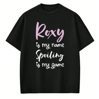 Best Wife Shirt, Wife and Husband Unisex T-Shirt/Hoodie/Sweatshirt HLT00 - Roxy Name Personalized Women Spoiled Girl Cute Pink Black T-Shirt (1)