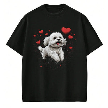 Dog Love Shirt, Dog Lover Gift T-Shirt/Hoodie/Sweatshirt HLT00 - Maltese dog Love Heart for Valentines Day Maltese dog Lover T-Shirt