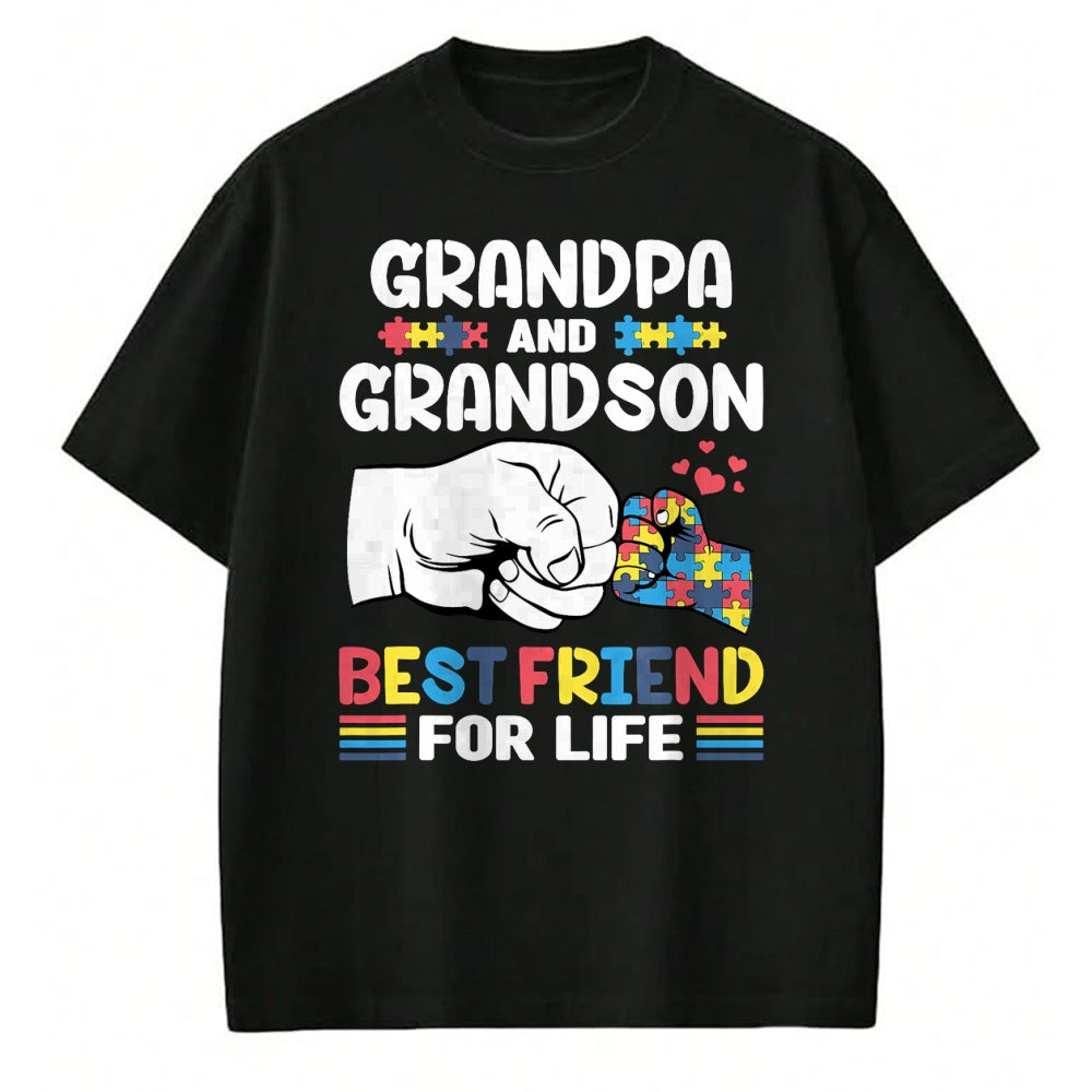 Best Grandpa Shirt, Proud Grandpa Unisex T-Shirt/Hoodie/Sweatshirt HLT00 - Proud Support Autism Grandpa And Grandson Autism Awareness T-Shirt