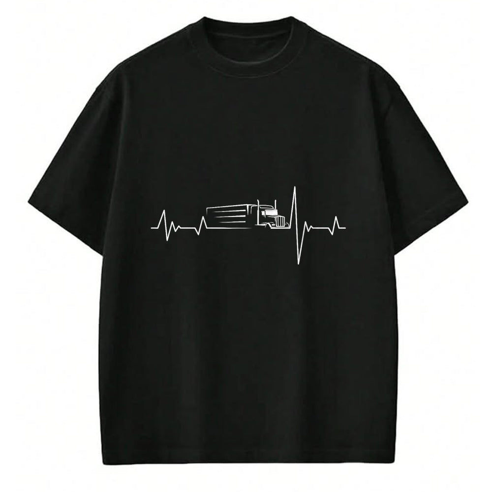 Best Truck Driver Life Shirt, Funny Trucker UnisexT-Shirt/Hoodie/Sweatshirt HLT00 - Truck Driver Heart Beat 18 Wheeler semi-Trailer Tractor T-Shirt