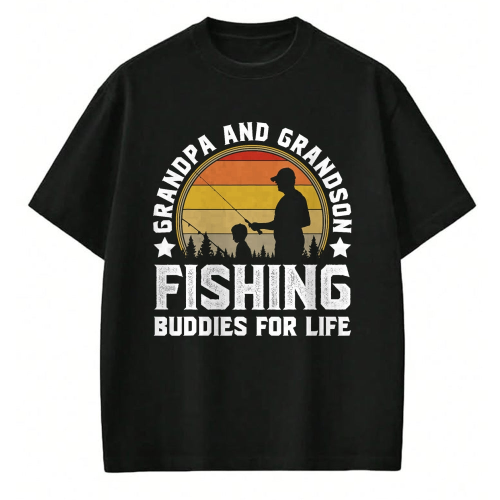 Best Grandpa Shirt, Proud Grandpa Unisex T-Shirt/Hoodie/Sweatshirt HLT00 - Grandpa and Grandson Fishing Buddies for Life - Matching T-Shirt