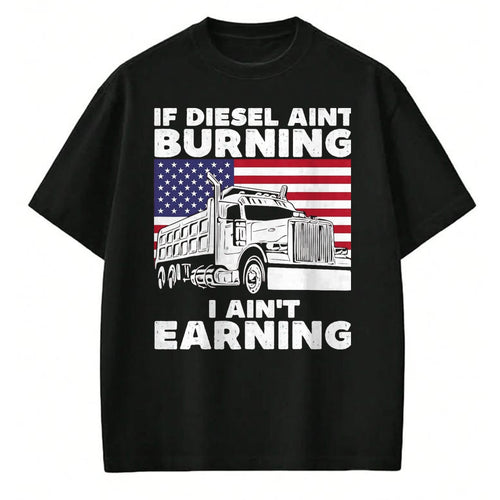 Best Truck Driver Life Shirt, Funny Trucker UnisexT-Shirt/Hoodie/Sweatshirt HLT00 - If Diesel Ain't Burning I Aint Earning Truck Driver Patriot T-Shirt, Men's Big and Tall, Dark Heathe