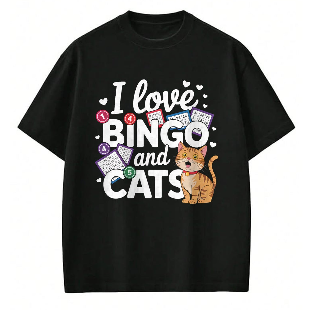 Cat Love Shirt, Funny Cat Lover Gift UnisexT-Shirt/Hoodie/Sweatshirt HLT00 - Cat Lover I Love Bingo And Cats Gambling Bingo Player Bingo Men Women T-Shirt