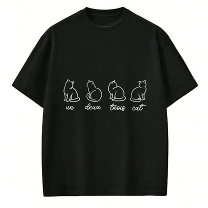 Cat Love Shirt, Funny Cat Lover Gift UnisexT-Shirt/Hoodie/Sweatshirt HLT00 - French Un Deux Trois Cat, Counting, Minimalist, Cat Lover T-Shirt (1)