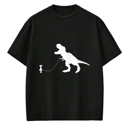 Best Dinosaur Lover Shirt, Funny Dinosaur UnisexT-Shirt/Hoodie/Sweatshirt HLT00 - T-Rex Dinosaur Pet on a Leach led by a Girl T-Shirt