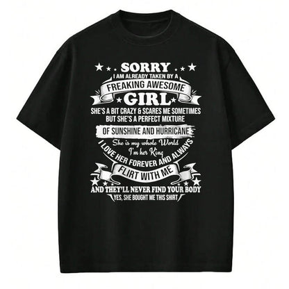 Best Husband Shirt, Wife and Husband Unisex T-Shirt/Hoodie/Sweatshirt HLT00 - Sorry I am Already Taken by Awesome Girl Shirt Valentine Day T-Shirt