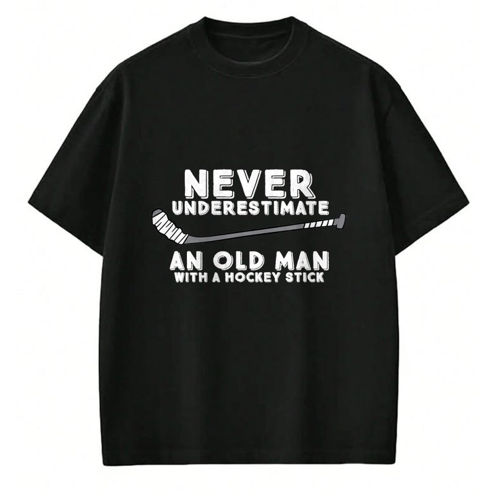 Best Grandpa Shirt, Proud Grandpa Unisex T-Shirt/Hoodie/Sweatshirt HLT00 - Never Underestimate An Old Man With A Stick Old Man Hockey T-Shirt