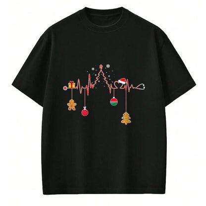Funny Nurse Shirt, Nurse Unisex T-Shirt/Hoodie/Sweatshirt HLT00 - Christmas Tree Heartbeat Funny Christmas Nursing Costume T-Shirt