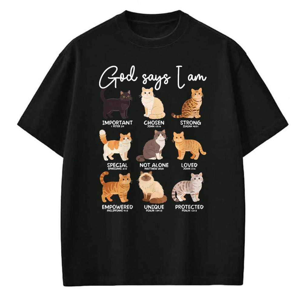 Cat Love Shirt, Funny Cat Lover Gift UnisexT-Shirt/Hoodie/Sweatshirt HLT00 - God Says I Am Bible Verses Christian Scripture Cat T-Shirt