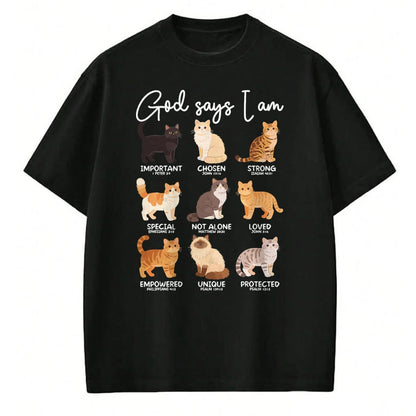 Cat Love Shirt, Funny Cat Lover Gift UnisexT-Shirt/Hoodie/Sweatshirt HLT00 - God Says I Am Bible Verses Christian Scripture Cat T-Shirt