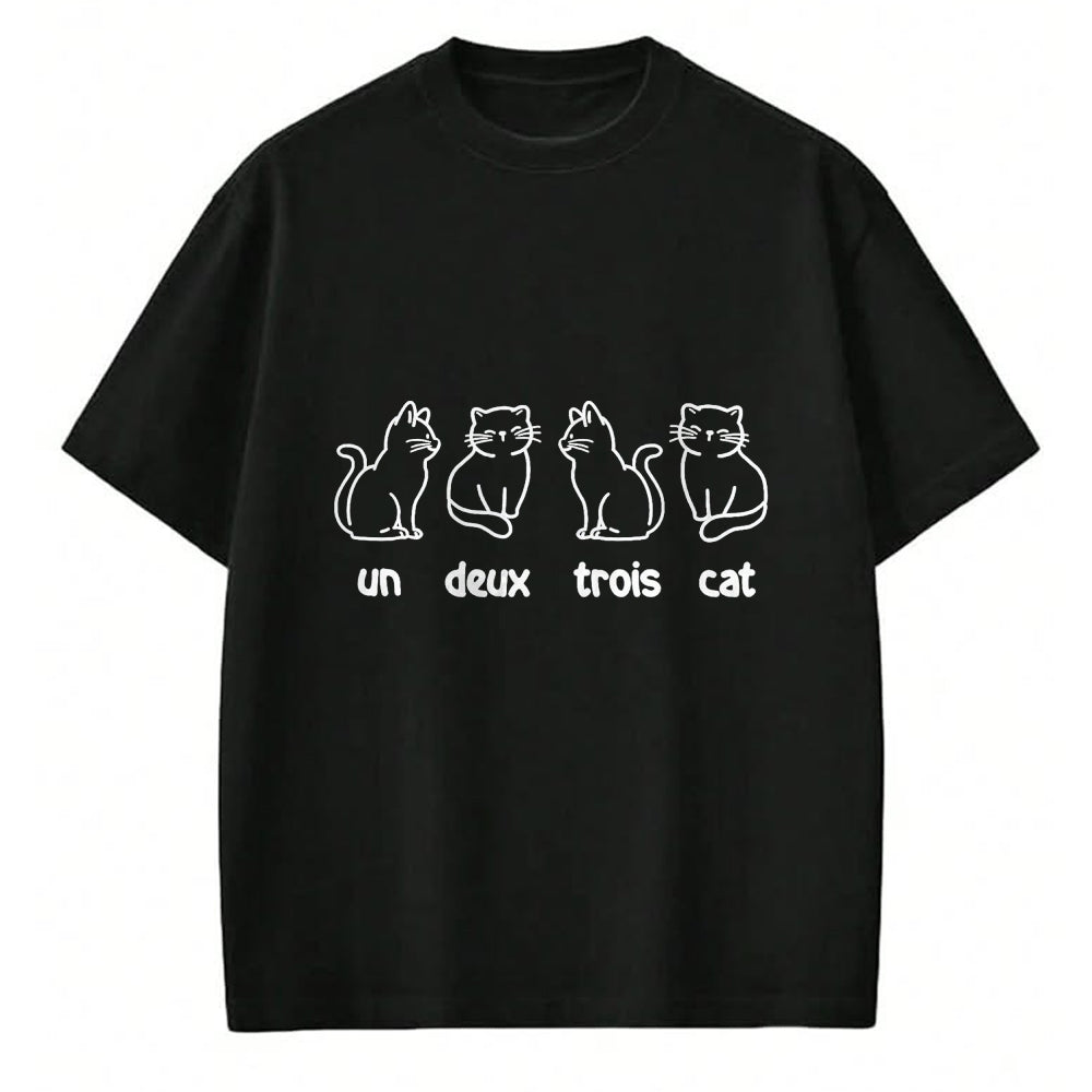 Cat Love Shirt, Funny Cat Lover Gift UnisexT-Shirt/Hoodie/Sweatshirt HLT00 - Un Deux Trois Cat - French Cat Lover Kitty Owner T-Shirt, Men, Black, 3X-Large