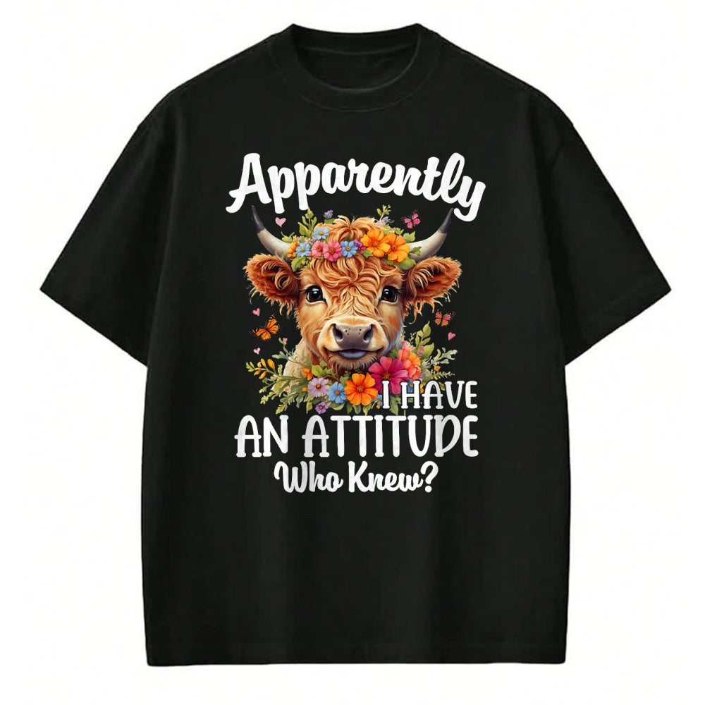 Best Farmer Life Shirt, Funny Farmer UnisexT-Shirt/Hoodie/Sweatshirt HLT00 - Apparently I Have an Attitude Who Knew Highland Cow Print T-Shirt