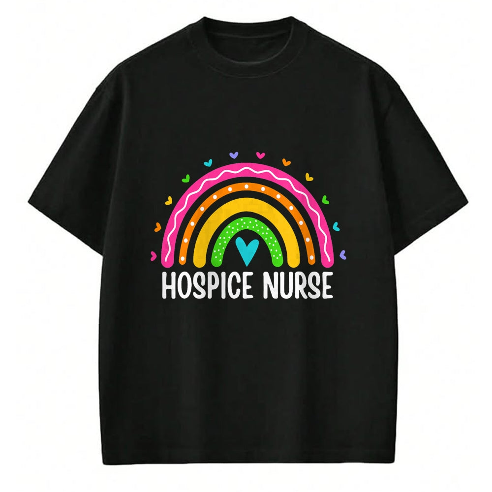 Funny Nurse Shirt, Nurse Unisex T-Shirt/Hoodie/Sweatshirt HLT00 - Hospice Care Nursing Rainbow RN Registered Hospice Nurse T-Shirt