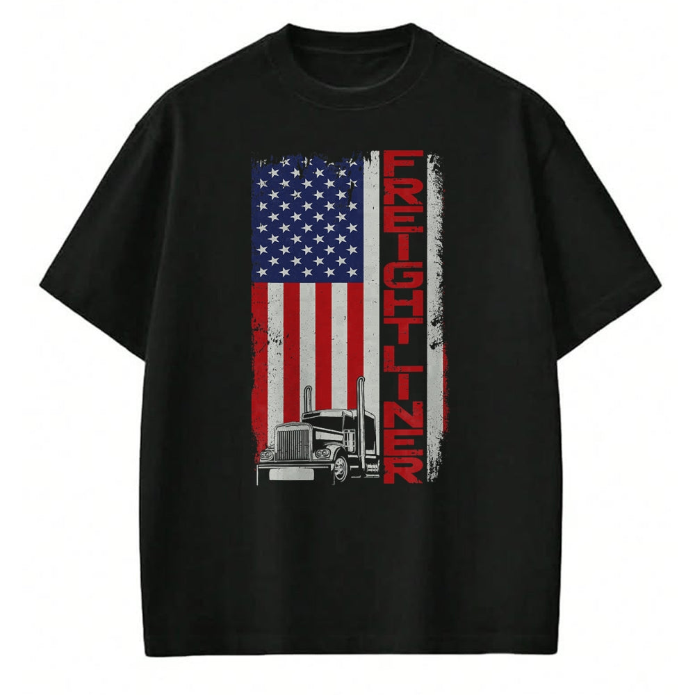 Best Truck Driver Life Shirt, Funny Trucker UnisexT-Shirt/Hoodie/Sweatshirt HLT00 - Trucker Truck Driver Halloween Pun Vintage USA American Flag T-Shirt