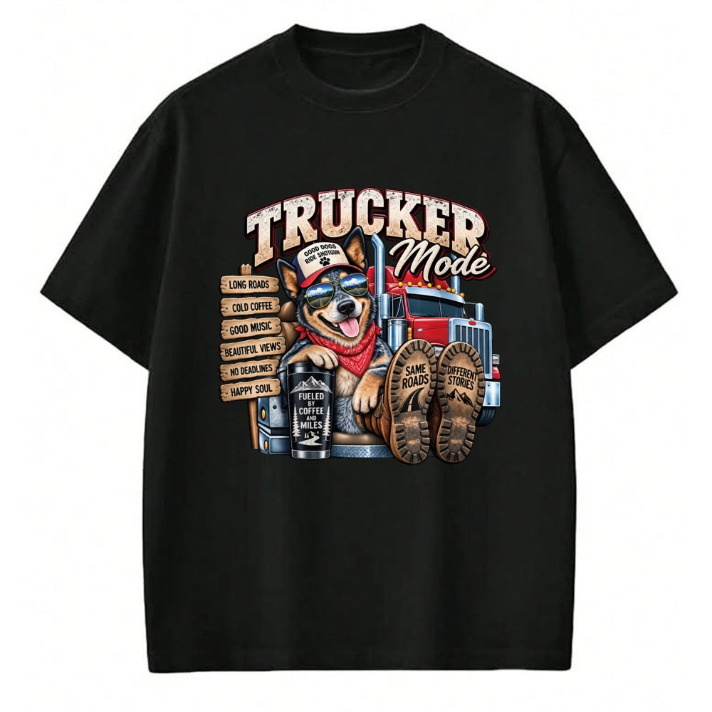 Best Truck Driver Life Shirt, Funny Trucker UnisexT-Shirt/Hoodie/Sweatshirt HLT00 - Funny Trucker Blue Heeler Dog Semi Truck Driver Humor Design Long Sleeve T-Shirt