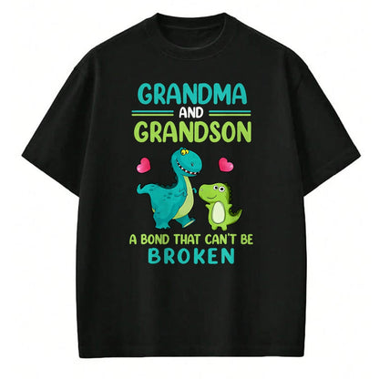 Best Grandma Shirt, Proud Grandma Unisex T-Shirt/Hoodie/Sweatshirt HLT00 - Grandma And Grandson A Bond That Can't Be Broken Dinosaur T-Shirt