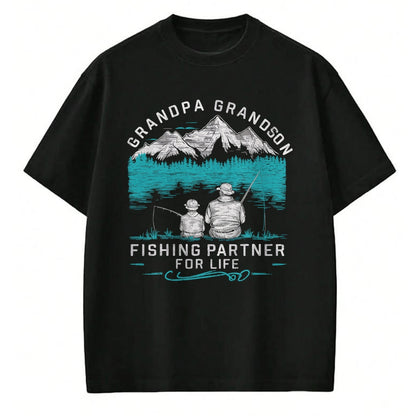 Best Grandpa Shirt, Proud Grandpa Unisex T-Shirt/Hoodie/Sweatshirt HLT00 - Grandpa Grandson Fishing Partner For Life T-Shirt