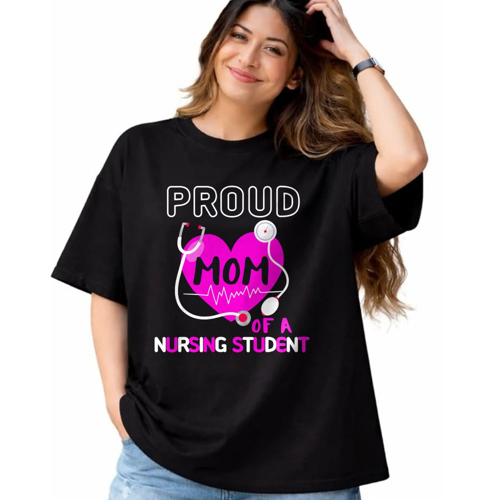 Funny Nurse Shirt, Nurse Unisex T-Shirt/Hoodie/Sweatshirt HLT00 - Proud Mom of A Nursing Student Nurse Medical Family School T-Shirt