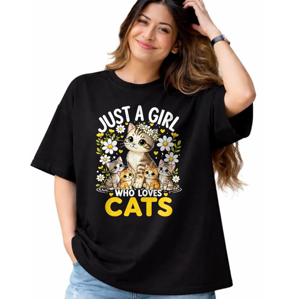 Cat Love Shirt, Funny Cat Lover Gift UnisexT-Shirt/Hoodie/Sweatshirt HLT00 - Cute Cat Lover Just A Girl Who Loves Cats T-Shirt