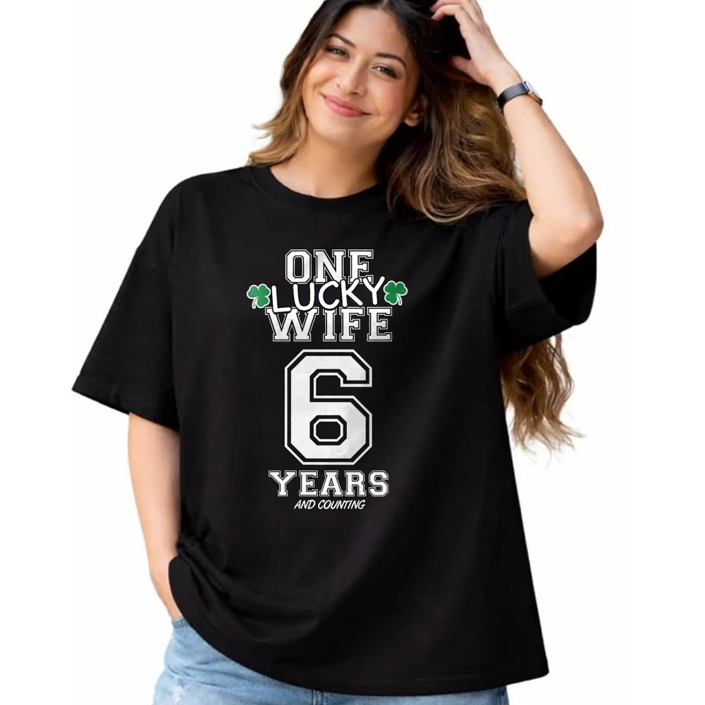 Best Wife Shirt, Wife and Husband Unisex T-Shirt/Hoodie/Sweatshirt HLT00 - Gift for wife T shirt, lucky wife   Womens 6 Years Lucky Wife Funny St Patrick's Day Anniversary Her