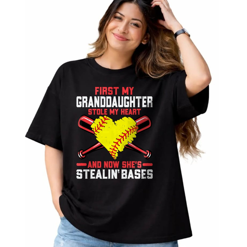 Best Grandpa Shirt, Proud Grandpa Unisex T-Shirt/Hoodie/Sweatshirt HLT00 - First My Granddaughter Stole My Heart - Softball Grandpa T-Shirt