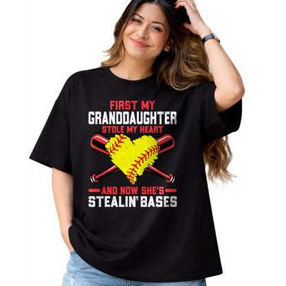Best Grandpa Shirt, Proud Grandpa Unisex T-Shirt/Hoodie/Sweatshirt HLT00 - First My Granddaughter Stole My Heart - Softball Grandpa T-Shirt
