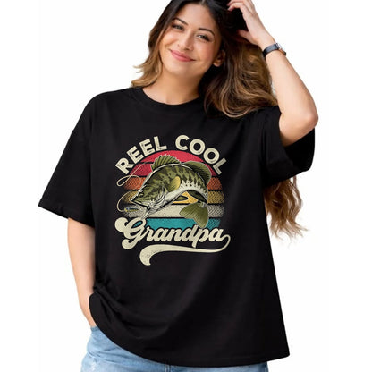 Best Grandpa Shirt, Proud Grandpa Unisex T-Shirt/Hoodie/Sweatshirt HLT00 - Reel Cool Grandpa Fishing Vintage Retro Father's Day Men Dad T-Shirt