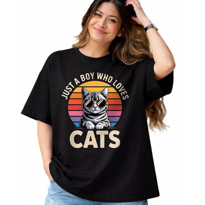 Cat Love Shirt, Funny Cat Lover Gift UnisexT-Shirt/Hoodie/Sweatshirt HLT00 - Just a Boy Who Loves Cats T-Shirt