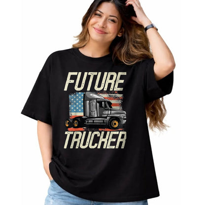 Best Truck Driver Life Shirt, Funny Trucker UnisexT-Shirt/Hoodie/Sweatshirt HLT00 - Future Trucker Truck Driver Semi Kids Son Daughter Clothing T-Shirt, Youth, Red, Small
