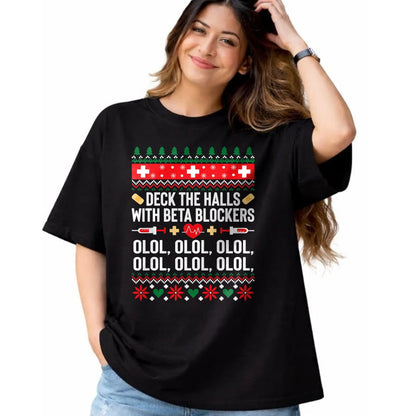 Funny Nurse Shirt, Nurse Unisex T-Shirt/Hoodie/Sweatshirt HLT00 - Funny Nurse Christmas Shirt Ugly Xmas TShirt Gift Tee Women T-Shirt (1)