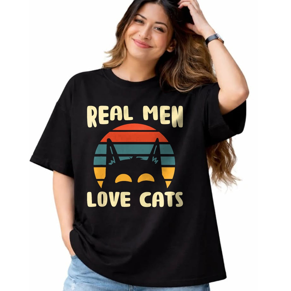 Cat Love Shirt, Funny Cat Lover Gift UnisexT-Shirt/Hoodie/Sweatshirt HLT00 - Real Men Love Cats Cat Lover T-Shirt