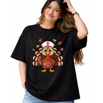 Funny Nurse Shirt, Nurse Unisex T-Shirt/Hoodie/Sweatshirt HLT00 - Thanksgiving Nurse Turkey RN ICU ER NICU Nurse Crew Women T-Shirt