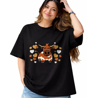 Best Farmer Life Shirt, Funny Farmer UnisexT-Shirt/Hoodie/Sweatshirt HLT00 - Cute Longhorn Cow With Hearts for Longhorn Cow Lovers T-Shirt