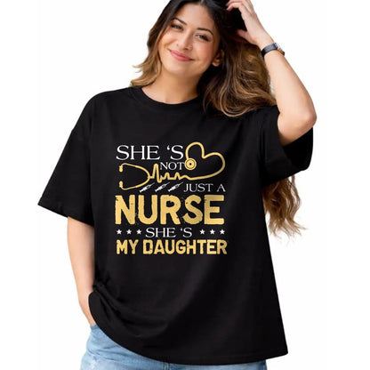 Funny Nurse Shirt, Nurse Unisex T-Shirt/Hoodie/Sweatshirt HLT00 - My Daughter Is A Nurse Proud Nurse's Mom Dad RN LPN Family T-Shirt (4)